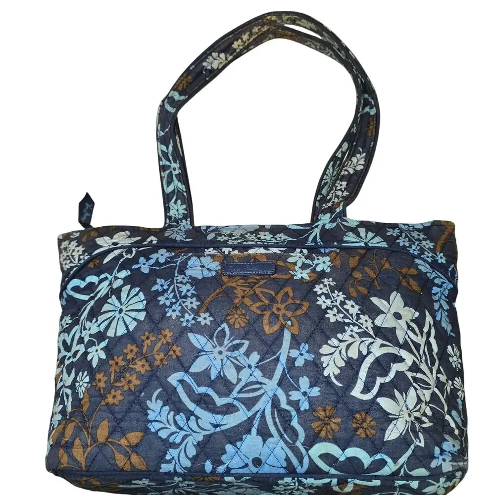 Retired Vera Bradley Java Floral Pattern Purse Blue Brown
